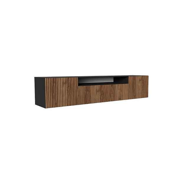 MASSENO ZÁVĚSNÝ TV STOLEK VAREN, 200/41/40 cm, černý /, dekor dub