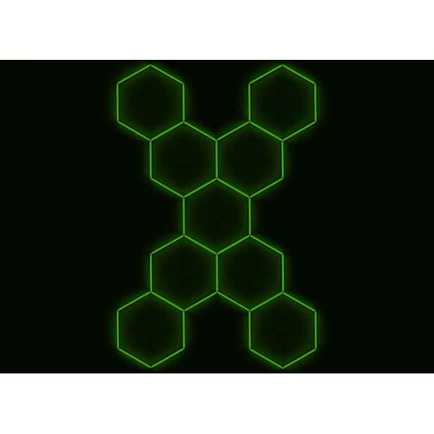 Escape6 Kompletní Led hexagonové svítidlo zelené, 9 elementů 246x386cm, X