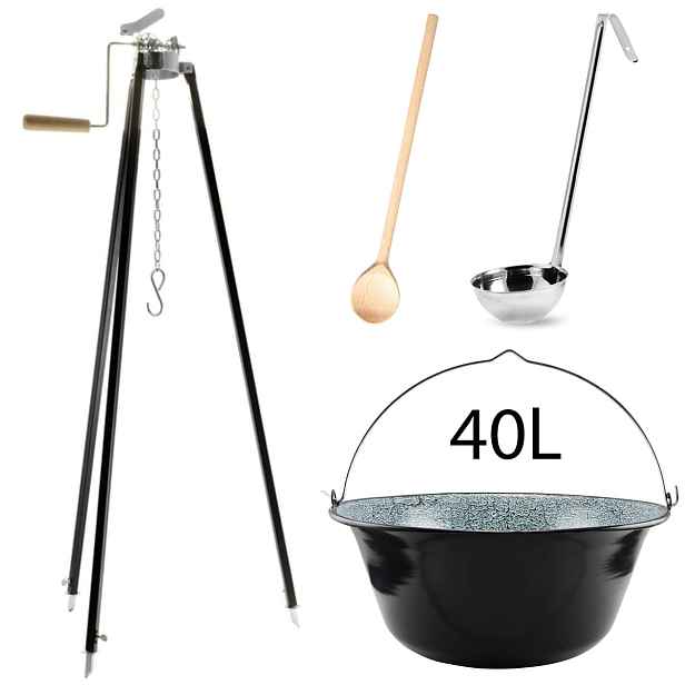 Perfect Home Set-88 Kotlíková souprava 40L, 4ks – trojnožka/kotlík/vařečka/naběračka