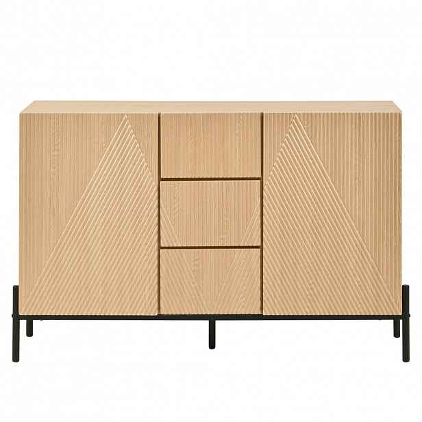 Urban Meuble SIDEBOARD přírodní geometrický 115 cm 2 dvířka zásuvky