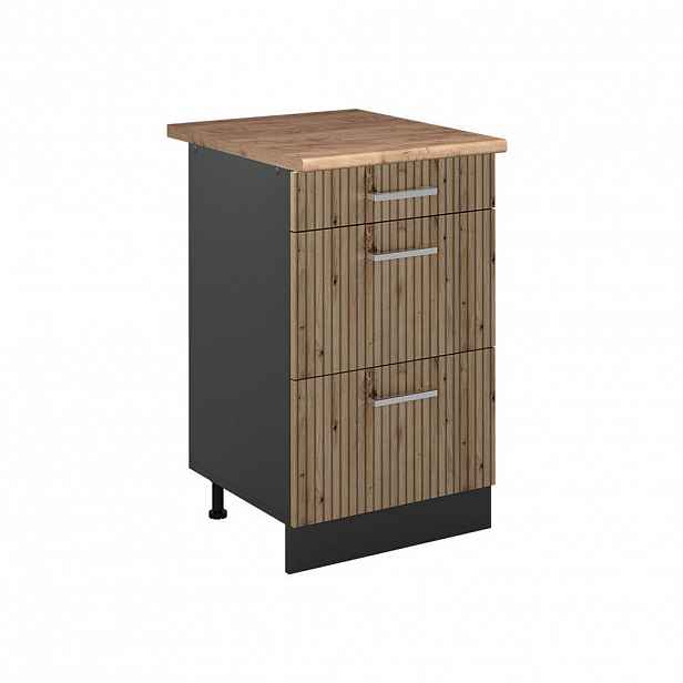 Vicco SPODNÍ SKŘÍŇKA KUCHYŇSKÉ LINKY R-Line, Řemeslný dub/Antracit, 50 cm pracovná doska Dub Goldkraft