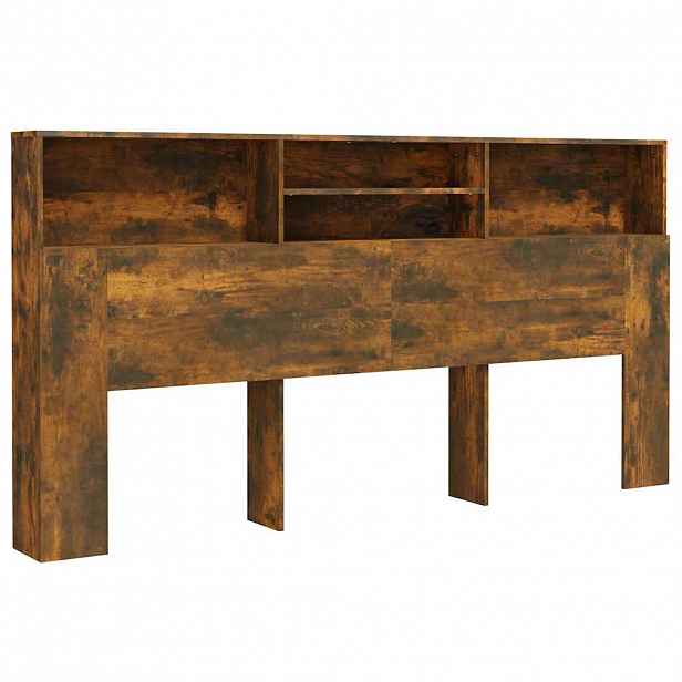 vidaXL Čelo postele s úložným prostorem kouřový dub 200x19x103,5 cm
