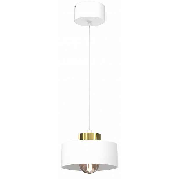Závěsná lampa Marti Bílá Zlatá Kovová Stínidlo 1xE27 20 cm