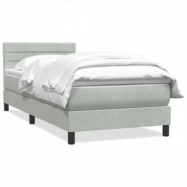 vidaXL Box spring postel s matrací světle šedá 80x210 cm samet