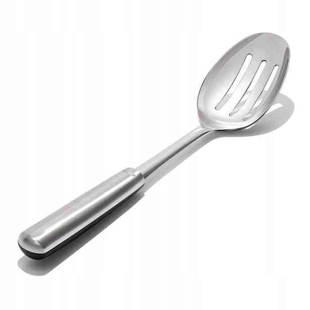 Cedníková Lžíce Oxo Steel, ocelová, pro cedění, plochá, dlouhá, 32 cm