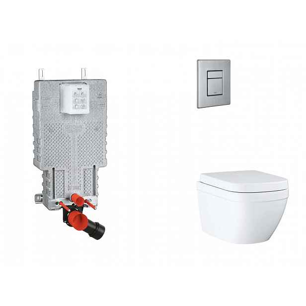 Grohe Uniset - Set předstěnové instalace, klozetu, sedátka SoftClose a tlačítka Skate Cosmopolitan, Triple Vortex, kartáčovaná nerezová ocel SANI15BB2