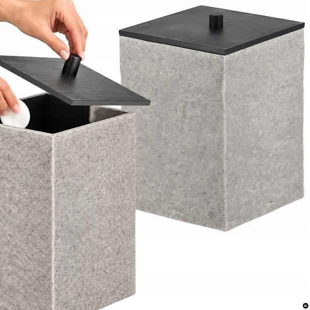 Koupelnový Odpadkový Koš s víkem 5L šedý, čtvercový, malý