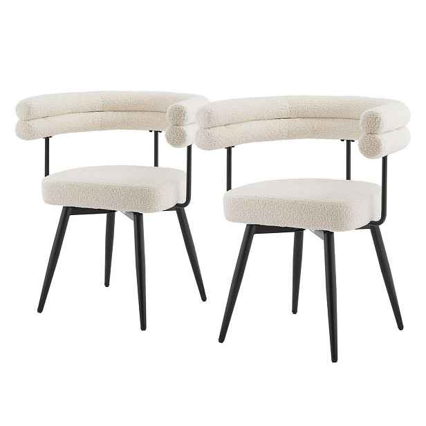 ML-DESIGN JÍDELNÍ ŽIDLE otočné, sada 2 ks, béžová plyšová látka