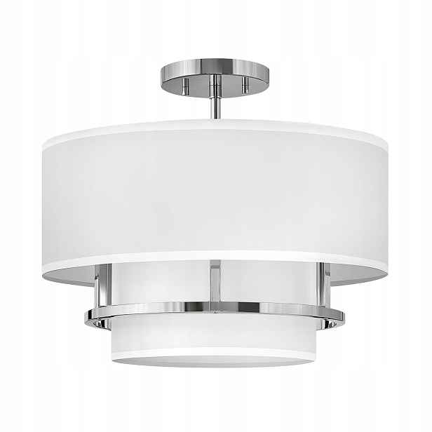 Stropní svítidlo kulatá, nikl, moderní bílé stínidlo, 40 cm Hinkley