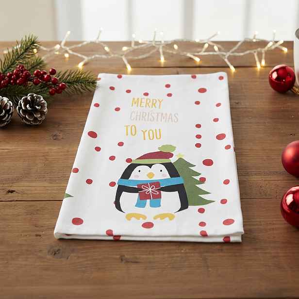 Vánoční utěrka SWEET CHRISTMAS, tučňák mikrovlákno 38x63 cm