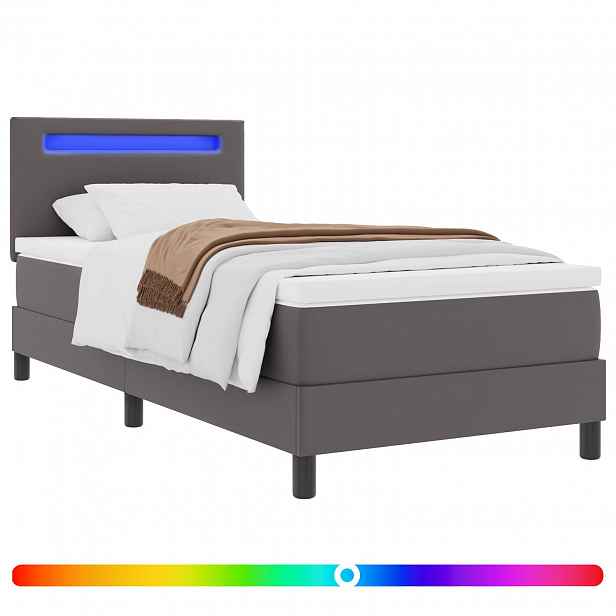vidaXL Postel s boxspringem s matrací Šedá 100 x 200 cm Umělá kůže