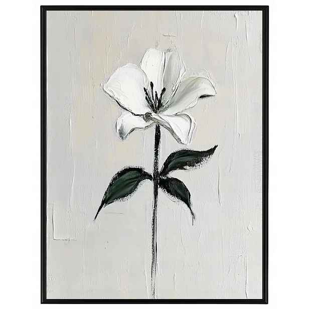 Plakát Rámeček Hliníkový Olej Impasto Natura Květ Bílá Lilie 60x80