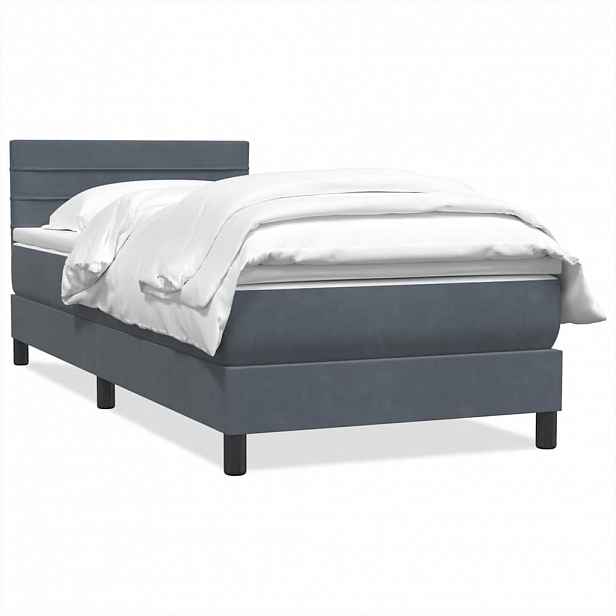 vidaXL Box spring postel s matrací tmavě šedá 80x210 cm samet