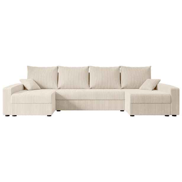 ALTDECOR SEDACÍ SOUPRAVA ve tvaru U s funkcí spaní a úložným prostorem ALESIA-U 301x140x90 Béžová Manšestr