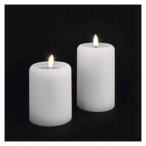 Led dekorace – 2x vosková svíčka s reálným plamenem, 4x Aa, teplá bílá,…