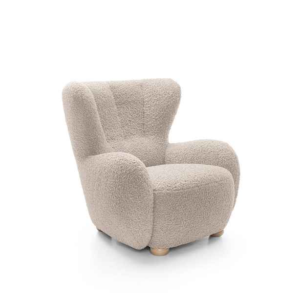 MASSENO KLASICKÉ ČALOUNĚNÉ RELAXAČNÍ KŘESLO MIST, látka bouclé, béžové