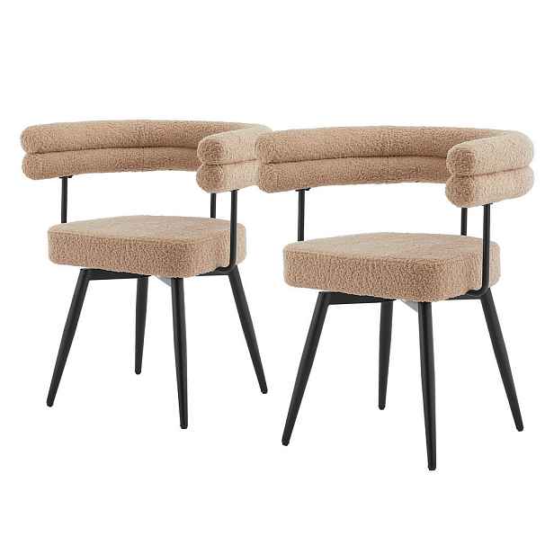 ML-DESIGN JÍDELNÍ ŽIDLE otočné, sada 2 ks, hnědá látka Teddy