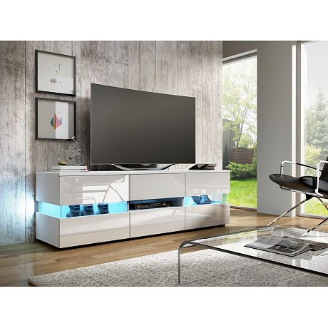 TV stolek INTER, bílá/bílý lesk