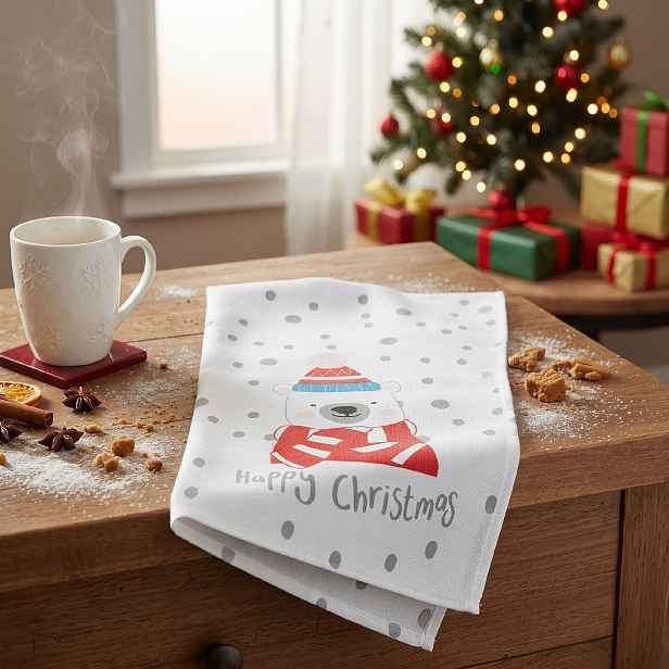 Vánoční utěrka SWEET CHRISTMAS, medvěd mikrovlákno 38x63 cm