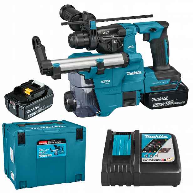 Vrtačka sds akumulátorová 18V Makita DHR183RTWJ systémem Odsávání