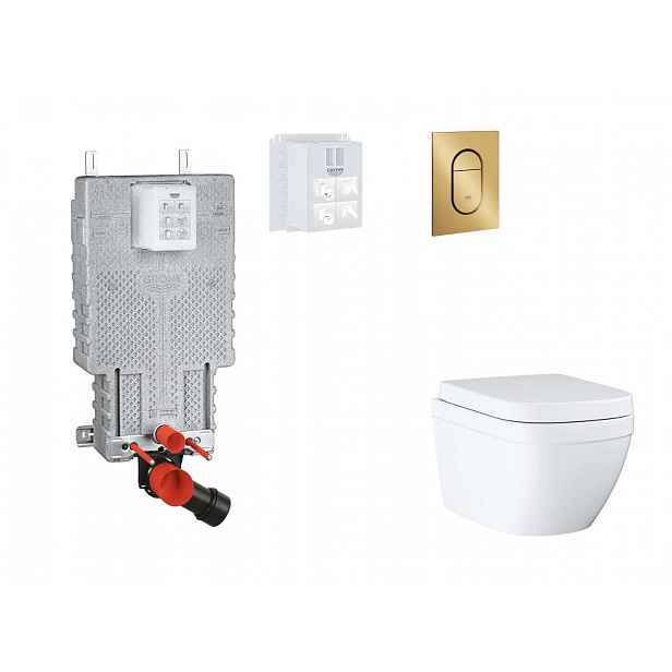 Grohe Uniset - Set předstěnové instalace, klozetu, sedátka SoftClose a tlačítka Arena Cosmopolitan S, Triple Vortex, kartáčovaný Cool Sunrise SANI15BB