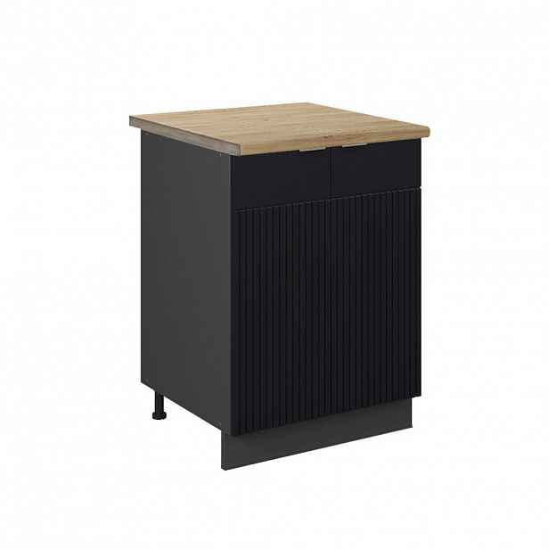 Vicco SPODNÍ SKŘÍŇKA KUCHYŇSKÉ LINKY Fame-Line Černý pruhovaný 60 cm , PD Dub