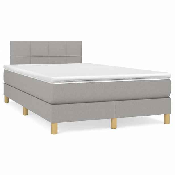 vidaXL Box spring postel s matrací světle šedá 120 x 200 cm textil