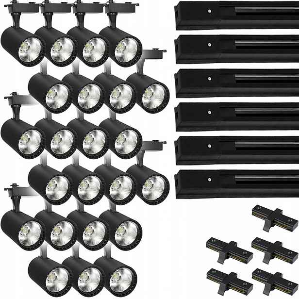 23 X Led Kolejnicový Reflektor S Nastavitelným Stropním Svítidlem Kabel