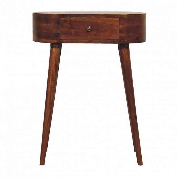 Artisan Furniture KONFERENČNÍ STOLEK z masivního kaštanového dřeva, 1 zásuvka a otevřená přihrádka, tmavě hnědý