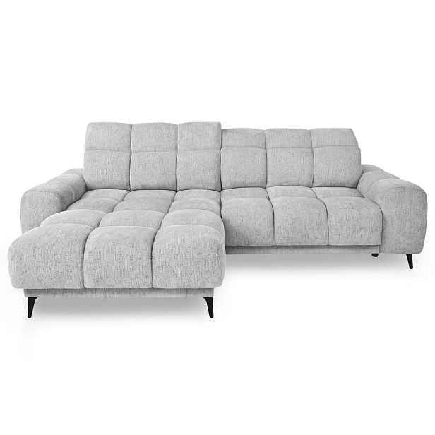 Beautysofa ROHOVÁ SEDAČKA Marco Mini s elektricky výsuvným sedákem a nastavitelnými opěrkami hlavy, levá, žinylková látka, světle šedá