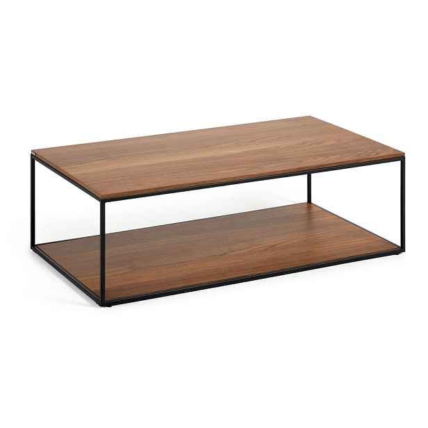 Konferenční stolek v tmavě přírodní barvě s deskou v dekoru ořechového dřeva 60x110 cm Yoana – Kave Home