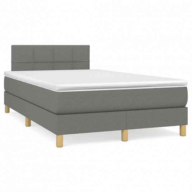 vidaXL Box spring postel s matrací tmavě šedá 120x200 cm textil
