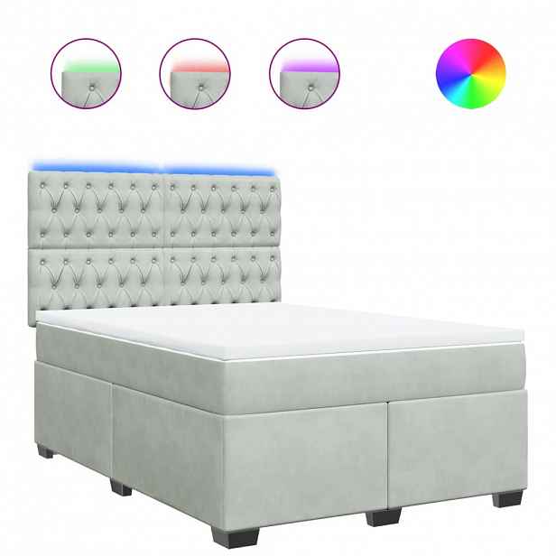 vidaXL Box spring postel s matrací světle šedá 140x200 cm samet