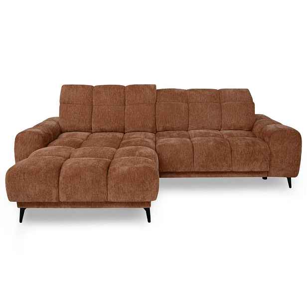 Beautysofa ROHOVÁ SEDAČKA Marco Mini s elektricky výsuvným sedákem a nastavitelnými opěrkami hlavy, levá, žinylková látka, tmavě oranžová