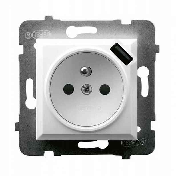 Elektrická Zásuvka Usb nástěnná Ospel bílá