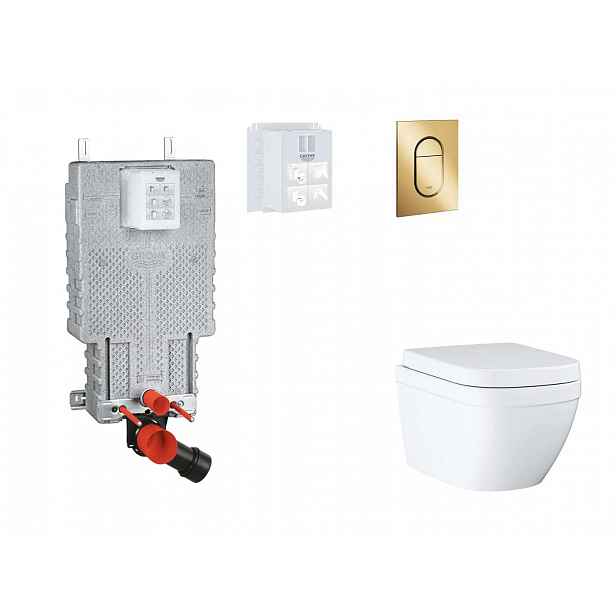 Grohe Uniset - Set předstěnové instalace, klozetu, sedátka SoftClose a tlačítka Arena Cosmopolitan S, Triple Vortex, Cool Sunrise SANI15BB4110