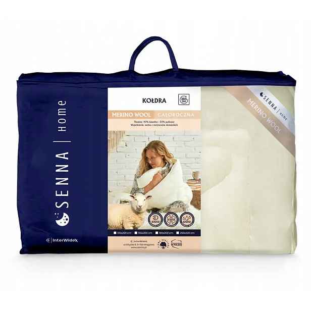 Inter Widex Přikrývka 135x200 Merino Wool Vlněná krémová 1200 g