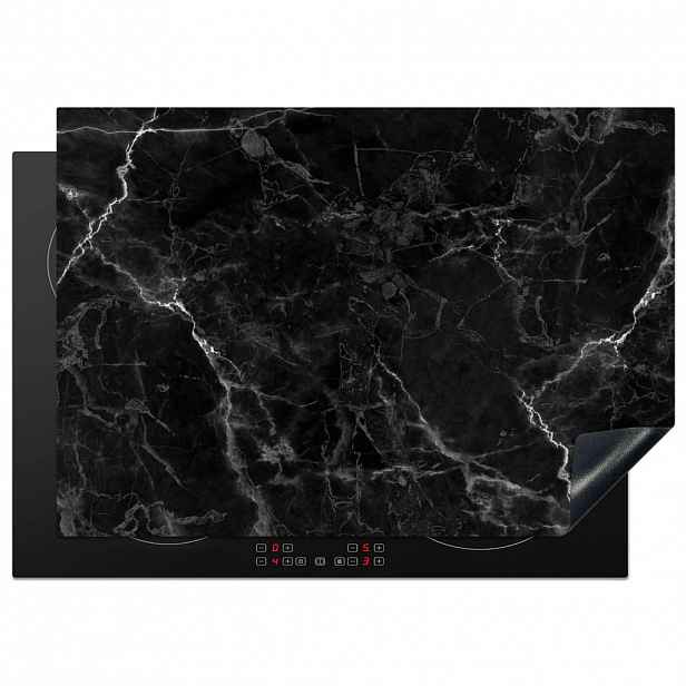 MuchoWow KRYT NA INDUKČNÍ DESKU Mramor - Černá - Bílá - Textura - Mramorový vzhled 75x52 cm