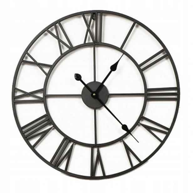 Nástěnné Hodiny 80 CM Kulatý Černé Tichý Mechanismus Loft Modern Industrial