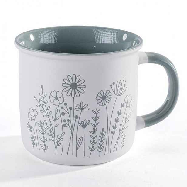 Porcelánový hrnek KVĚT zelený 400 ml