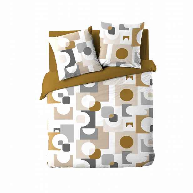 Povlečení Dvoulůžkové Žluté S Geometrickým Vzorem 240 X 220 CM Geomelo