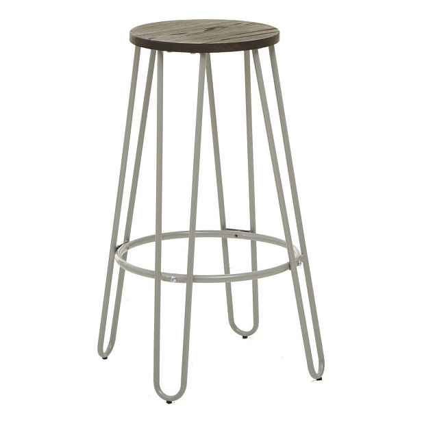 Šedá/v tmavě přírodní barvě barová stolička z jilmového dřeva (výška sedáku 75 cm) District – Premier Housewares