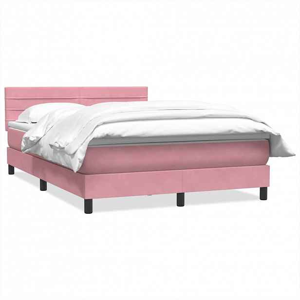 vidaXL Box spring postel s matrací růžová 160x210 cm samet