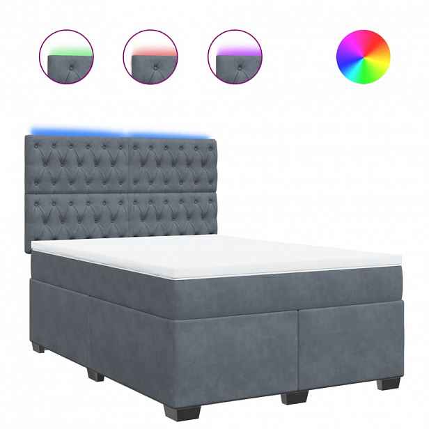 vidaXL Box spring postel s matrací tmavě šedá 140x200 cm samet