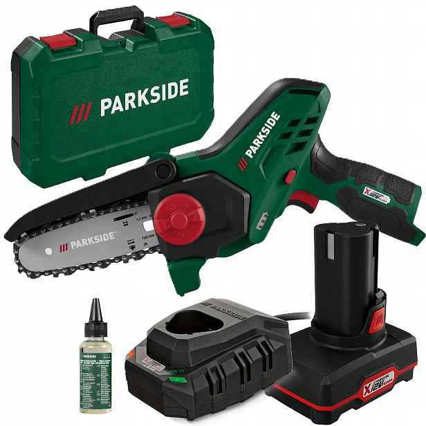 Akumulátorová řetězová pila Parkside akumulátor 4Ah pila Pghsa 12V Set