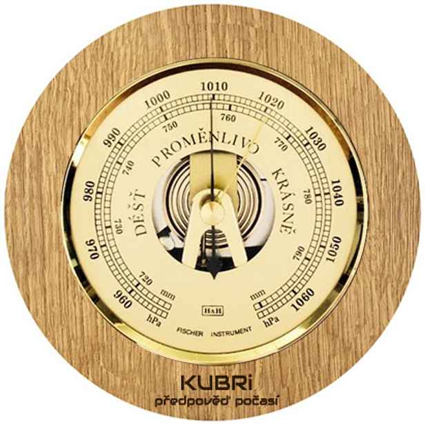 KUBRi 0202 - barometr s vynikající citlivostí v dubovém rámu