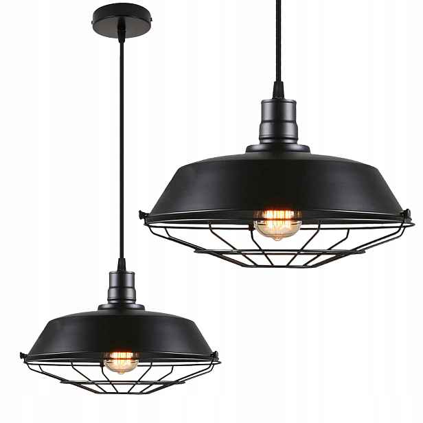 Závěsné stropní svítidlo Edison Loft černá E27 Led