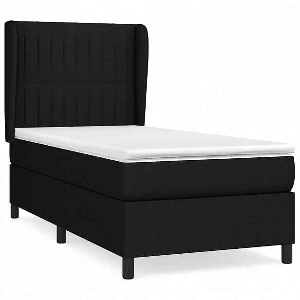 vidaXL Box spring postel s matrací černá 100 x 200 cm textil