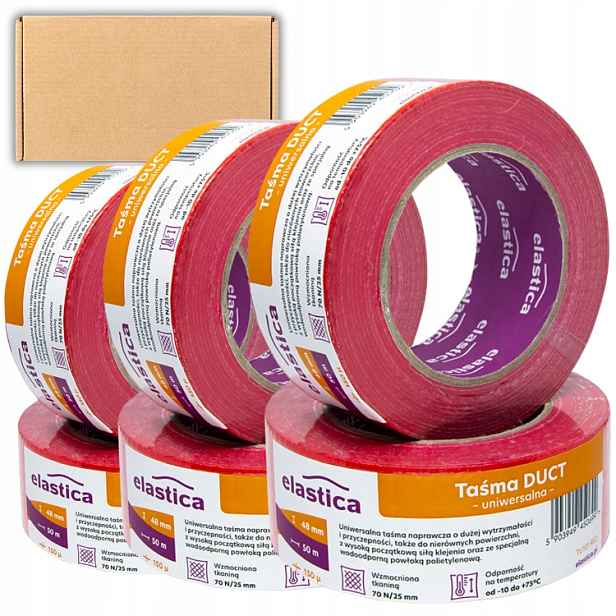 24x Opravná Páska Červená Duct Tape 48x50 m Montážní Technická Vyztužená