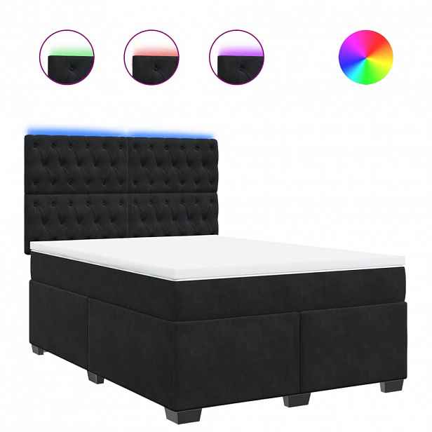 vidaXL Box spring postel s matrací černá 140x200 cm samet